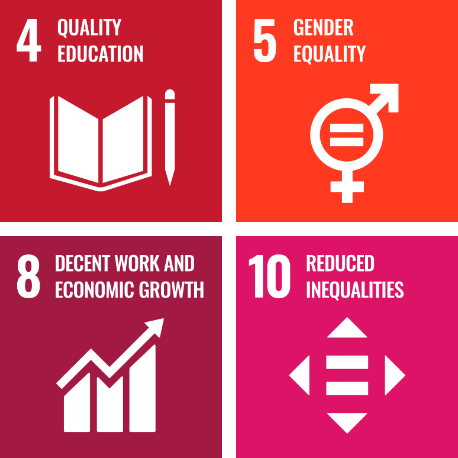 4 QUALITY EDUCATION 5 GENDER EQUALITY 8 DECENT WORK AND ECONOMIC GROWTH 10 REDUCED INEQUALITIES